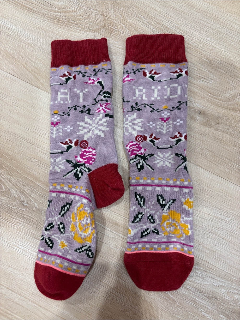 Stance Floral Pattern Crew Socks in Lavender, Red, Yellow, Pink